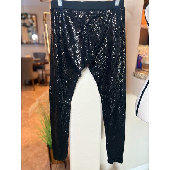 Lauren Ralph Lauren Women's Black Sequin Pull on Pants Size XS - Picture 5 of 5